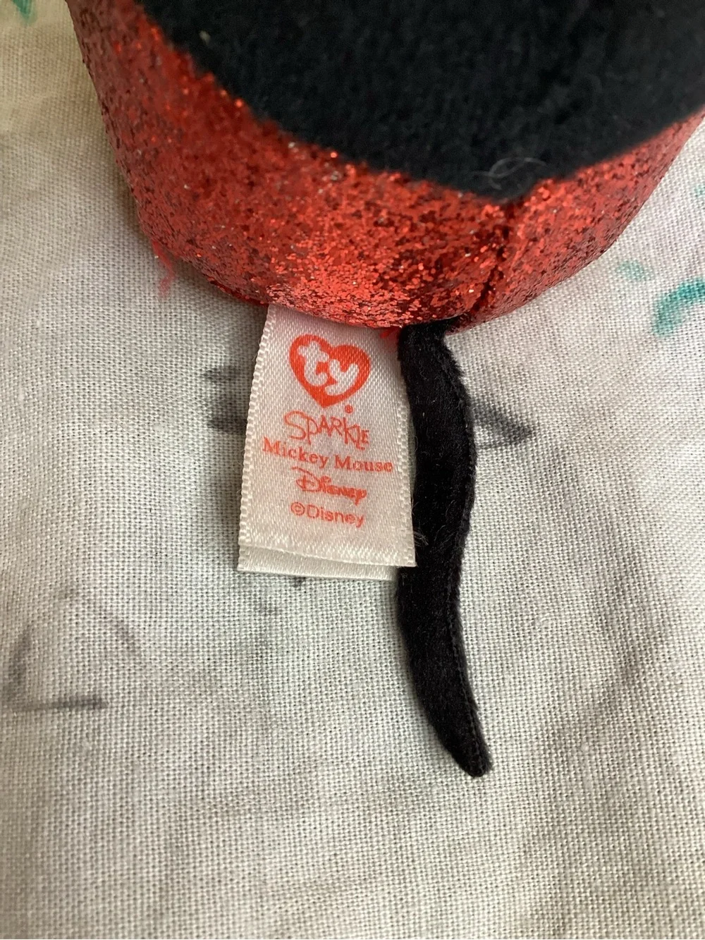 Disney Sparkle Mickey Mouse Beanie Babies Collection - Black, Red & Gold Glitter